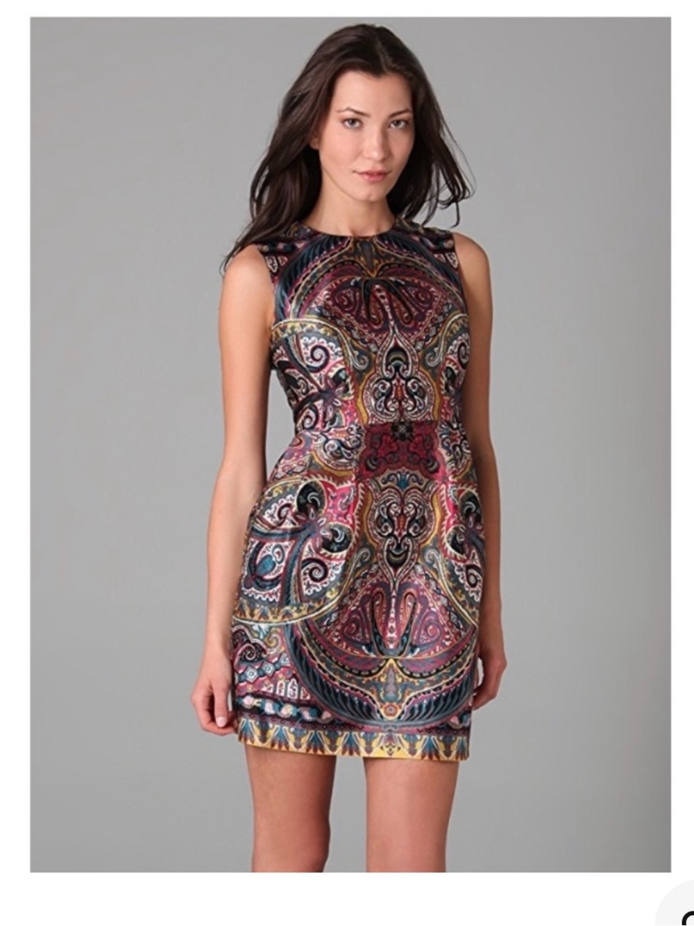 Nanette Lepore “Gotham Stakes”Paisley-Print 100% Silk Dress